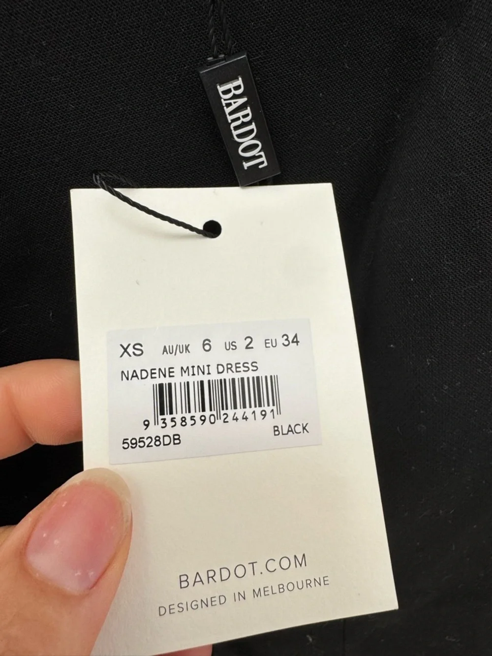 BRAND NEW Bardot Off-Shoulder Hourglass Long Sleeve Black Mini Dress in XS - Picture 6 of 7